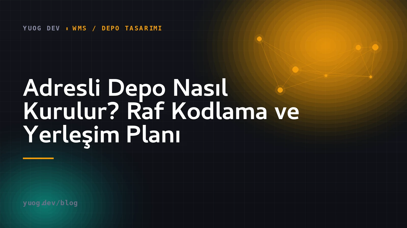 Koridor, raf, seviye ve göz kırılımıyla adreslenmiş bir depo rafını anlatan kapak görseli