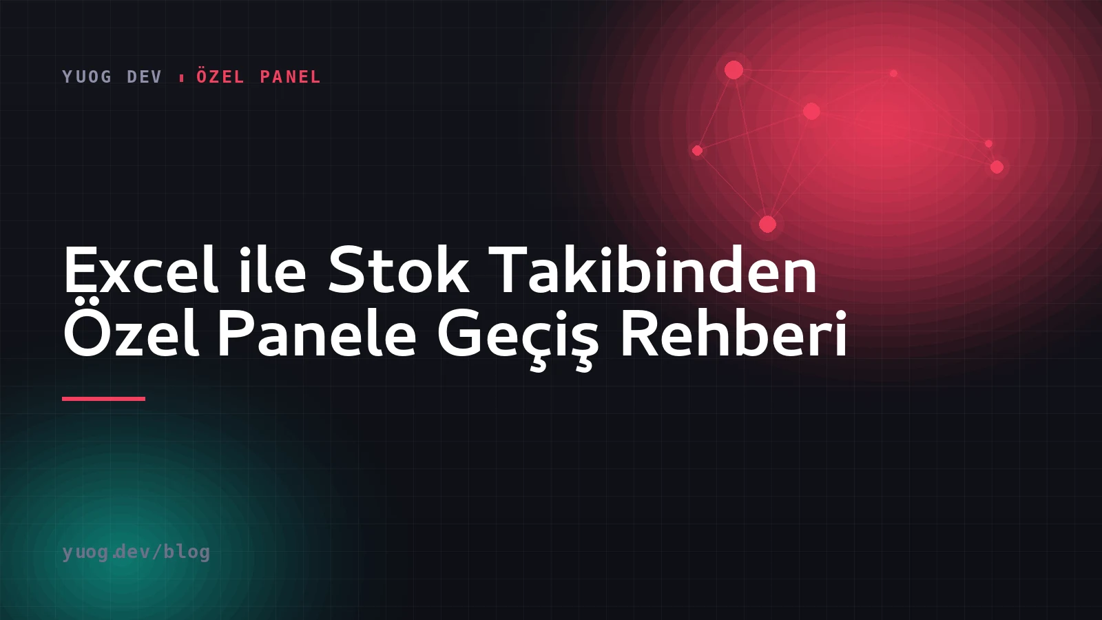 Excel tablosundan ilişkisel tablolara ve özel stok takip paneline geçişi anlatan kapak görseli